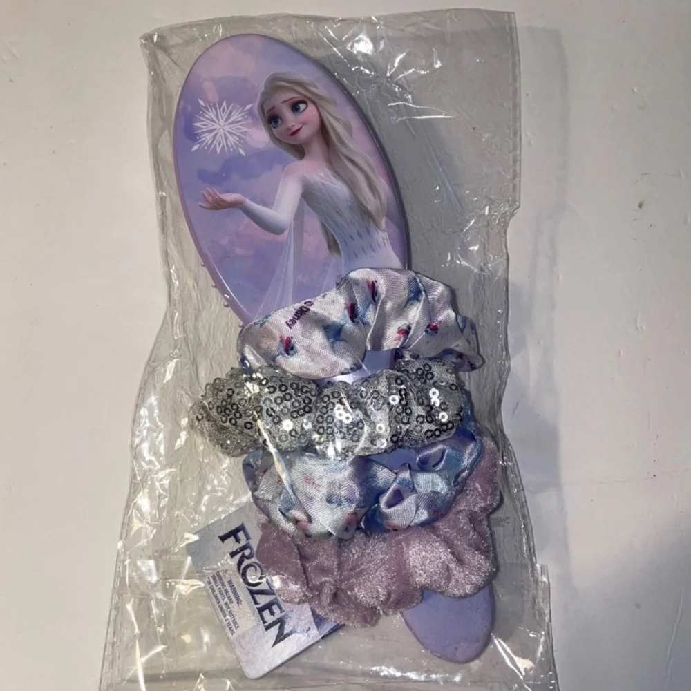 Frozen Princess Elsa Hair Brush For Girls Scrunchies & Detangling Brush 5 Pcs